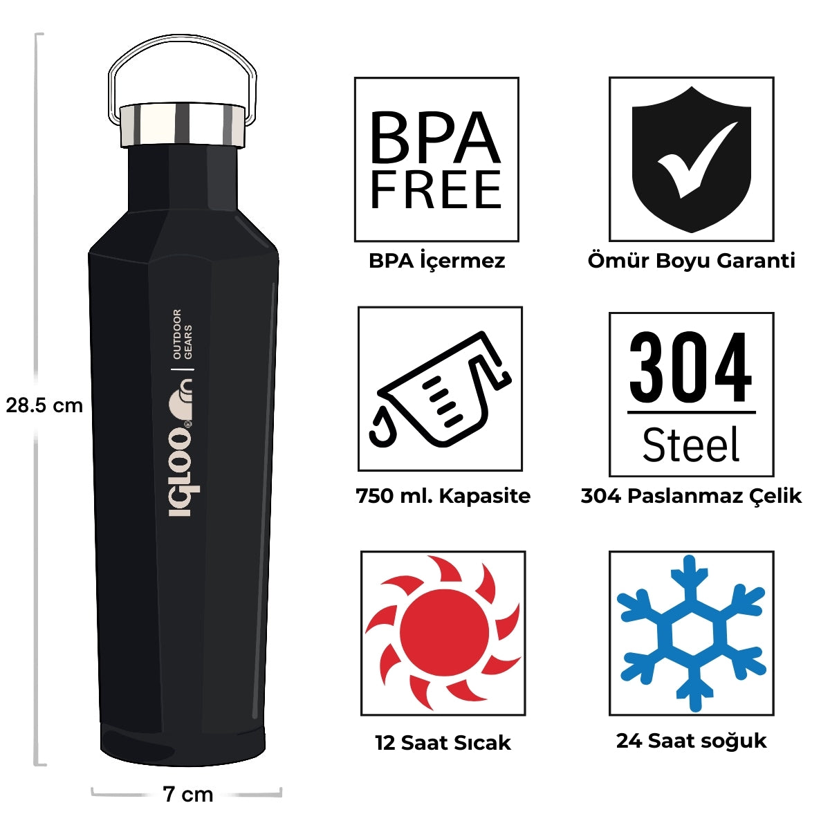 Igloo Pentagon Termos 750ml-SİYAH