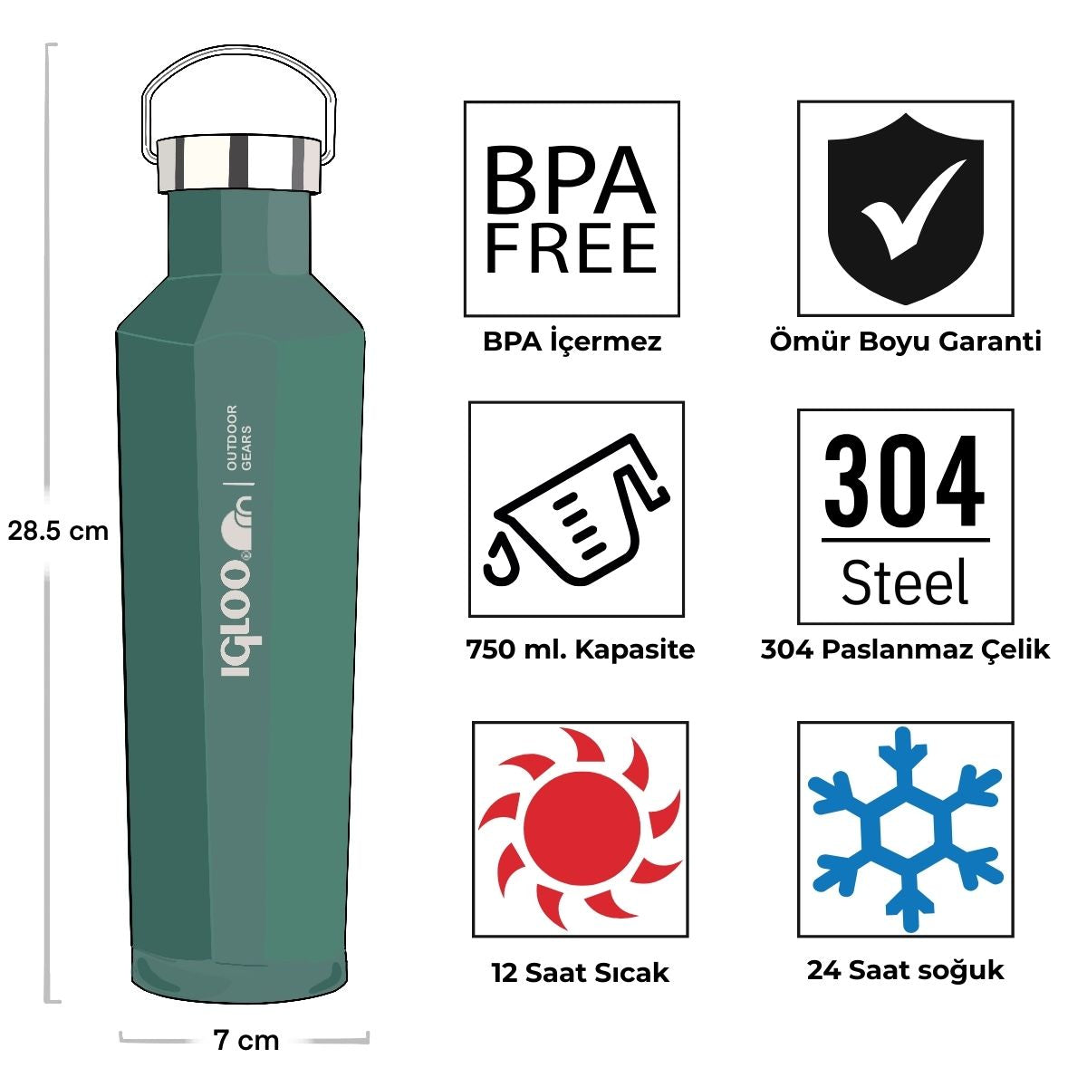 Igloo Pentagon Termos 750ml-YEŞİL