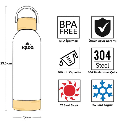 Igloo Hydrate Pro Termos 500ml-BEYAZ