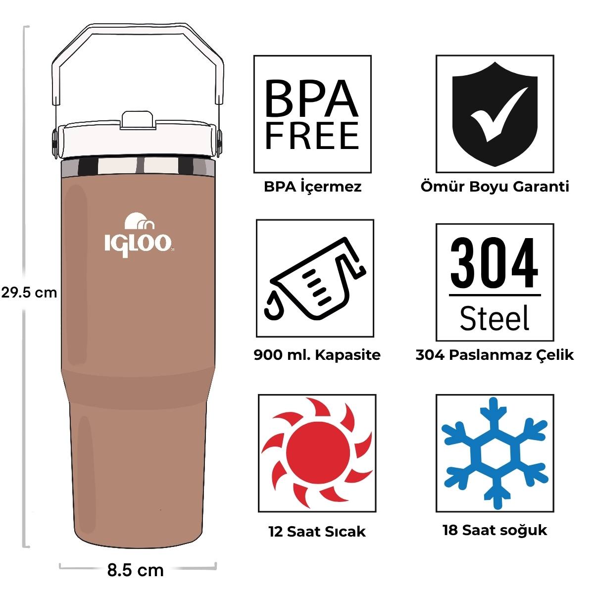 Igloo Powder Termos 900ml-KAHVERENGİ